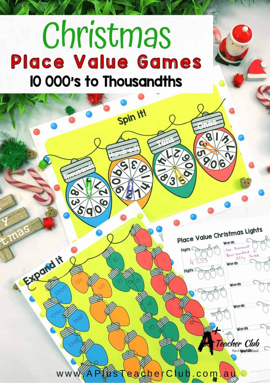 christmas place value game printable a plus teaching resources