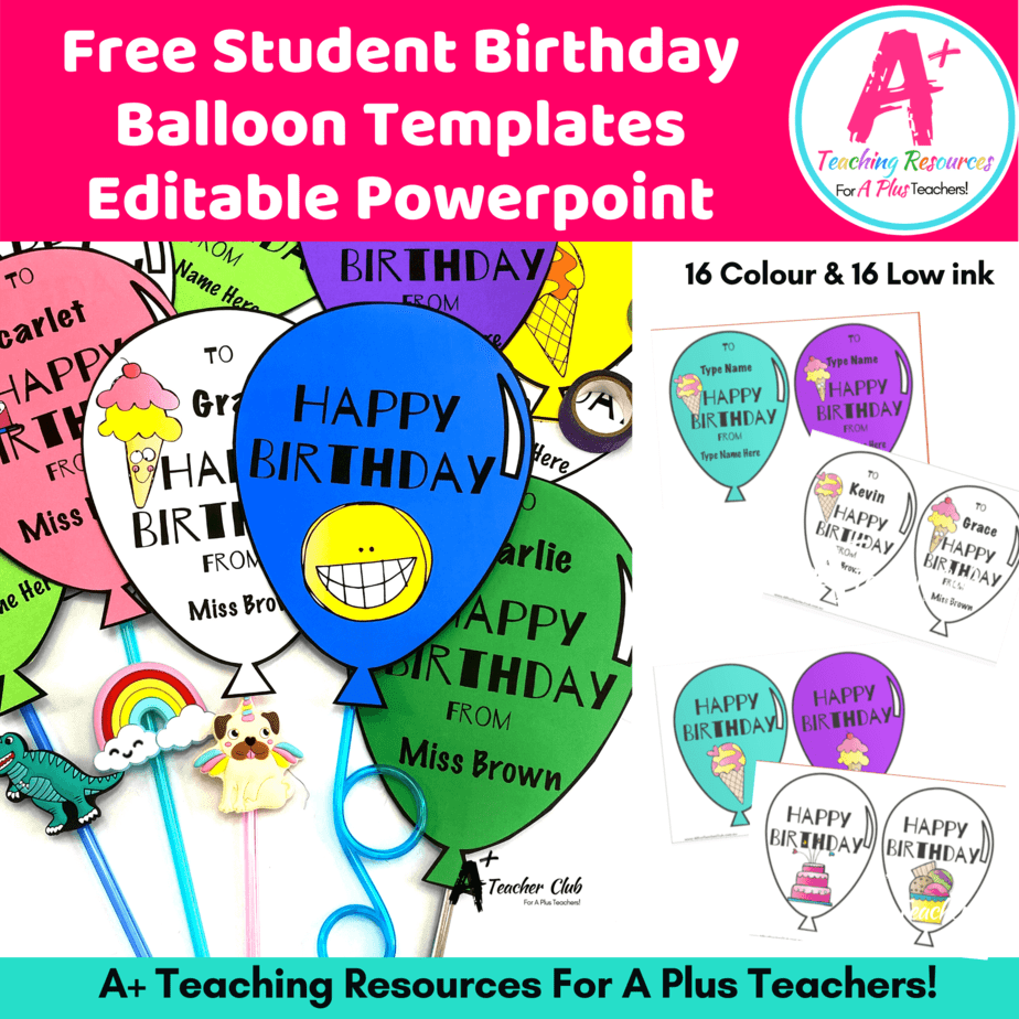 Free Birthday Balloon Templates A Plus Teaching Resources